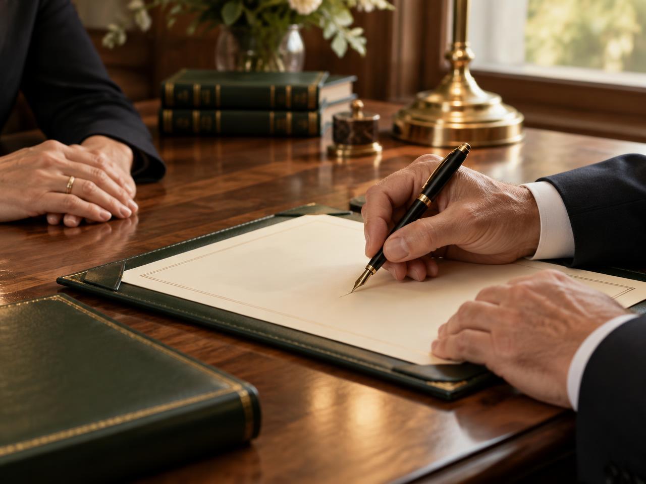 A Will being signed in front of witnesses